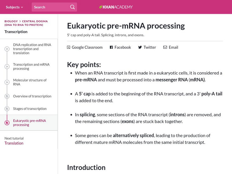 Khan Academy: Eukaryotic Pre M Rna Processing eBook Khan Academy: Eukaryotic Pre M Rna Processing eBook