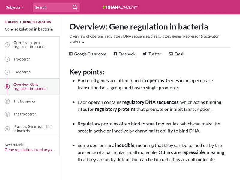 Khan Academy: Overview: Gene Regulation in Bacteria eBook Khan Academy: Overview: Gene Regulation in Bacteria eBook