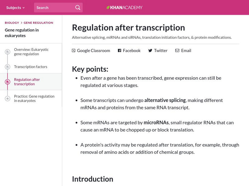 Khan Academy: Regulation After Transcription eBook