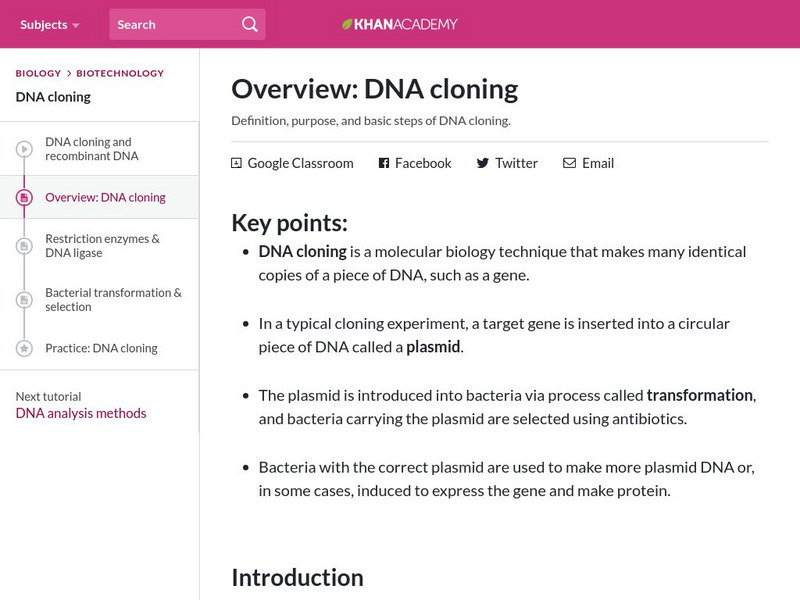Khan Academy: Overview: Dna Cloning eBook Khan Academy: Overview: Dna Cloning eBook