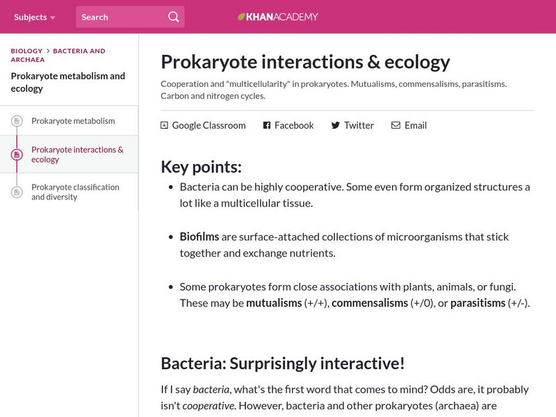 Khan Academy: Prokaryote Interactions & Ecology eBook Khan Academy: Prokaryote Interactions & Ecology eBook