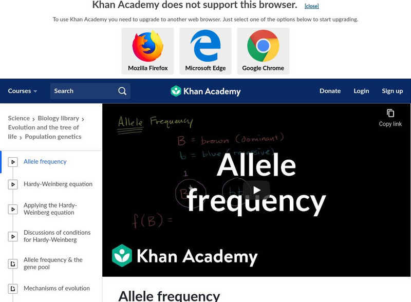 Khan Academy: Allele Frequency Instructional Video Khan Academy: Allele Frequency Instructional Video