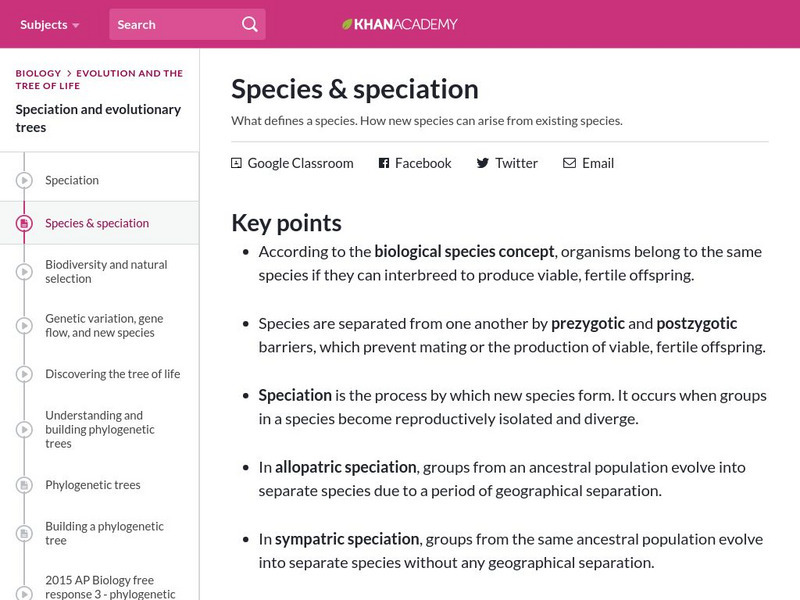Khan Academy: Species & Speciation eBook Khan Academy: Species & Speciation eBook