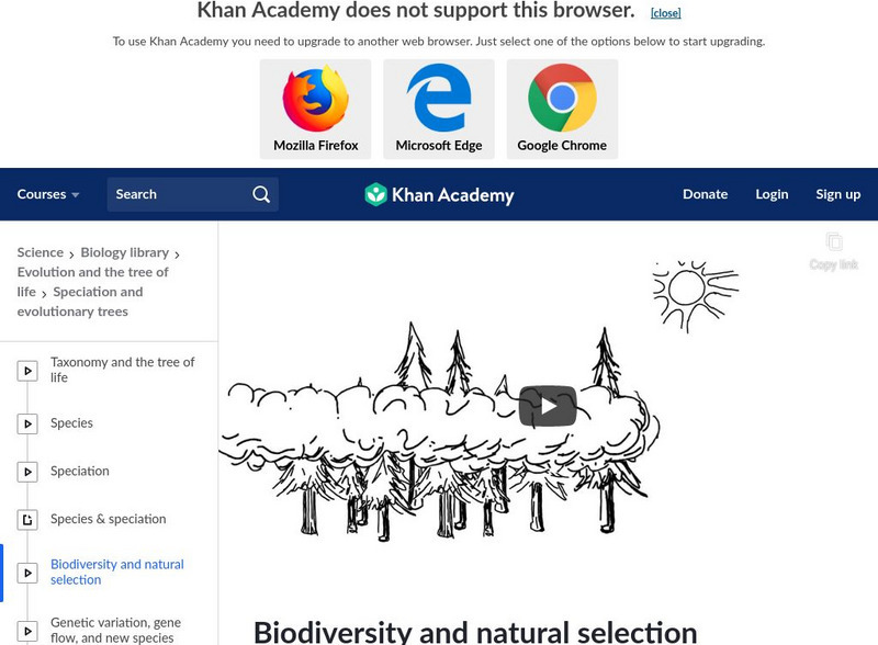 Khan Academy: Biodiversity and Natural Selection Instructional Video Khan Academy: Biodiversity and Natural Selection Instructional Video