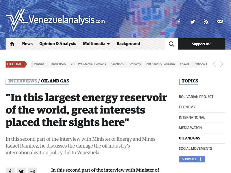 Venezuela Analysis: Interview With Oil Minister of Venezuela Primary Venezuela Analysis: Interview With Oil Minister of Venezuela Primary