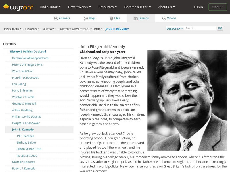 Wyzant: John Fitzgerald Kennedy Handout Wyzant: John Fitzgerald Kennedy Handout