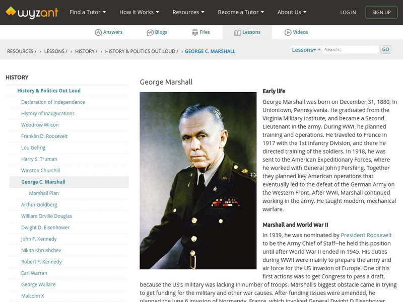 Wyzant: George Marshall Handout Wyzant: George Marshall Handout