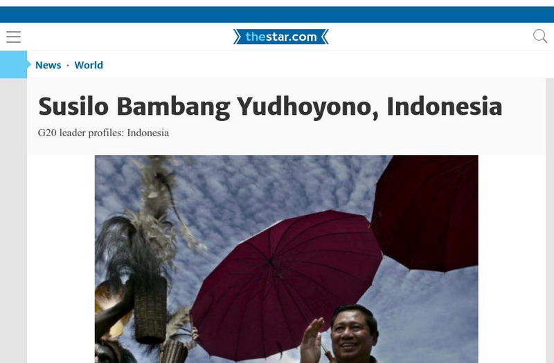 Toronto Star: Portraits of the G20 Leaders: Susilo Bambang Yudhoyono, Indonesia Article Toronto Star: Portraits of the G20 Leaders: Susilo Bambang Yudhoyono, Indonesia Article