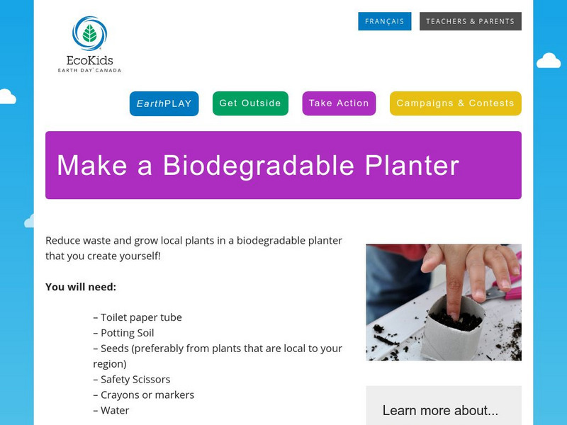 Earth Day Canada: Eco Kids: Make a Biodegradable Planter Activity Earth Day Canada: Eco Kids: Make a Biodegradable Planter Activity