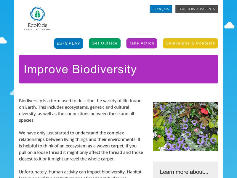 Earth Day Canada: Eco Kids: Improve Biodiversity Activity Earth Day Canada: Eco Kids: Improve Biodiversity Activity