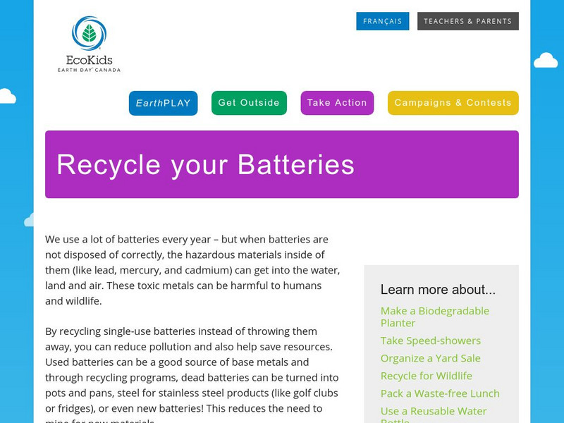 Earth Day Canada: Eco Kids: Recycle Your Batteries Instructional Video