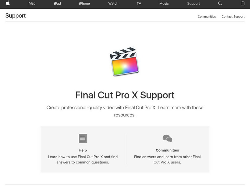 Apple: Final Cut Pro Support Website