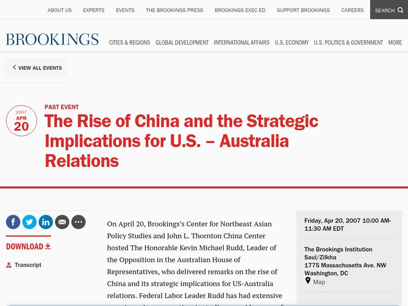 The Rise of China and the Strategic Implications for u.s. Australia Relations Article The Rise of China and the Strategic Implications for u.s. Australia Relations Article