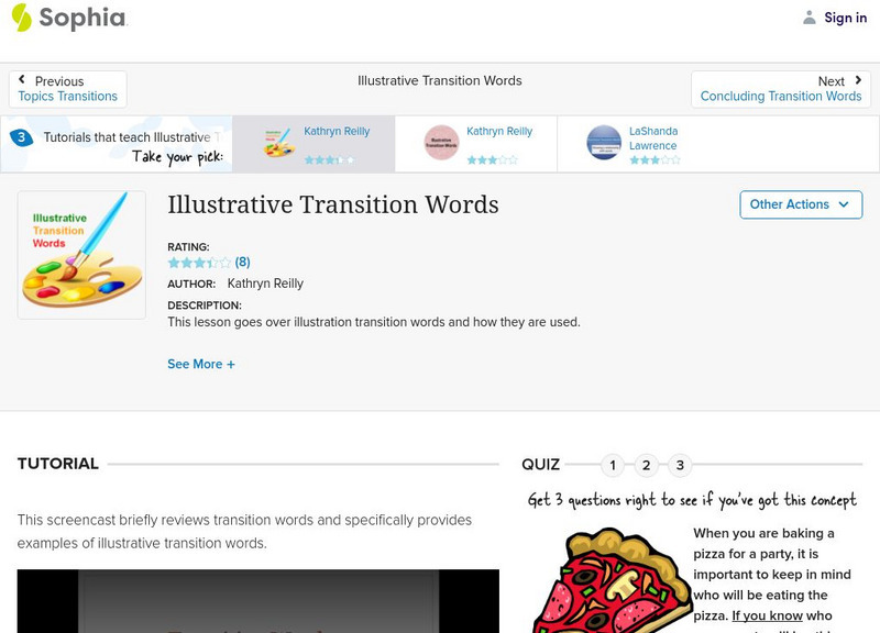 Sophia: Illustrative Transition Words: Lesson 1 Unit Plan Sophia: Illustrative Transition Words: Lesson 1 Unit Plan