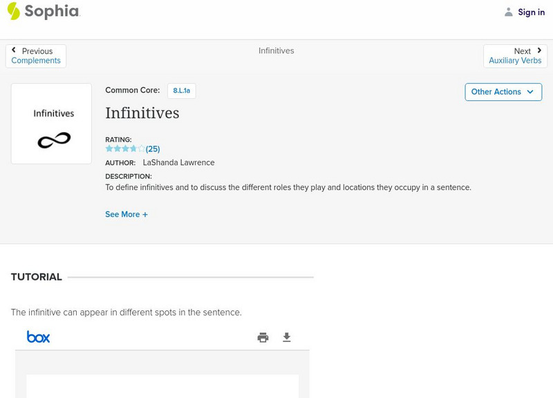 Sophia: Infinitives PPT Sophia: Infinitives PPT