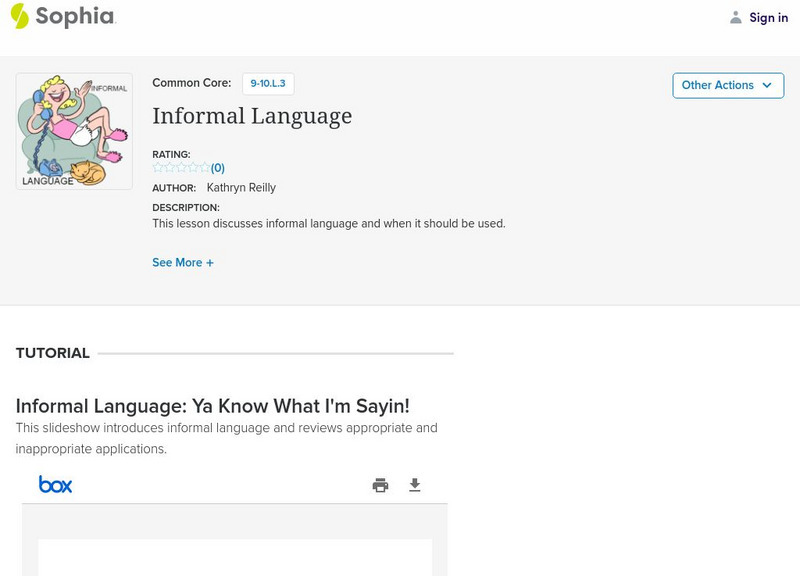 Sophia: Informal Language PPT Sophia: Informal Language PPT