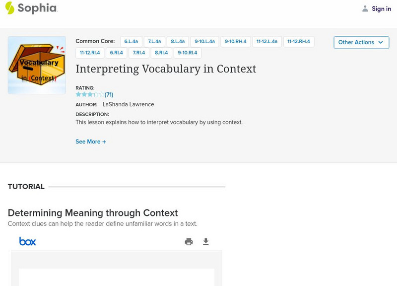 Sophia: Interpreting Vocabulary in Context PPT Sophia: Interpreting Vocabulary in Context PPT