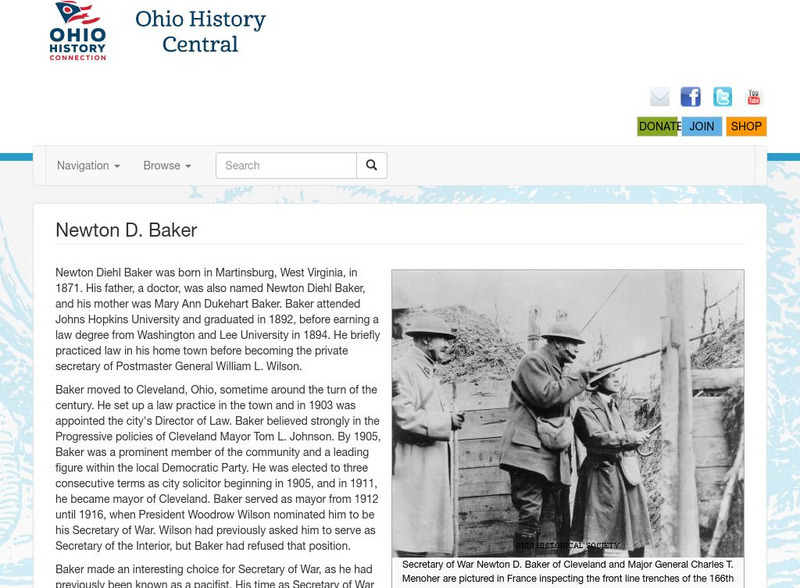 Ohio History Central: Newton D. Baker Handout Ohio History Central: Newton D. Baker Handout