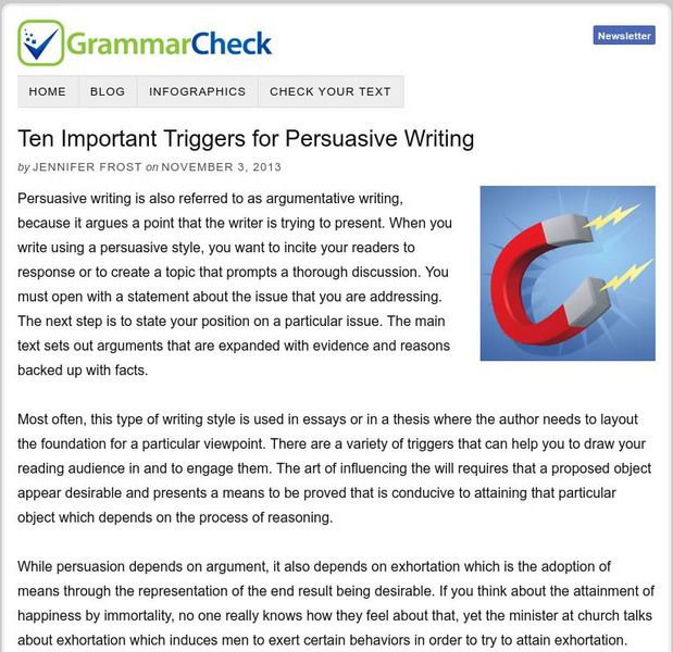 Grammar Check: Ten Important Triggers for Persuasive Writing Article Grammar Check: Ten Important Triggers for Persuasive Writing Article