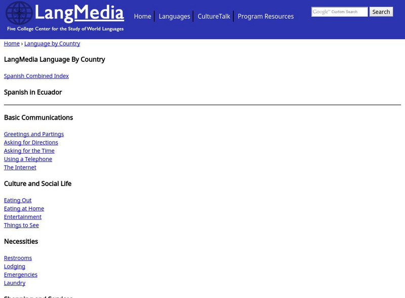 Lang Media: Spanish in Ecuador Handout Lang Media: Spanish in Ecuador Handout