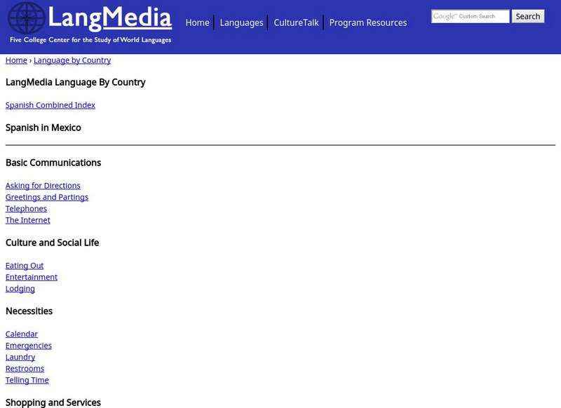 Lang Media: Spanish in Mexico Handout Lang Media: Spanish in Mexico Handout