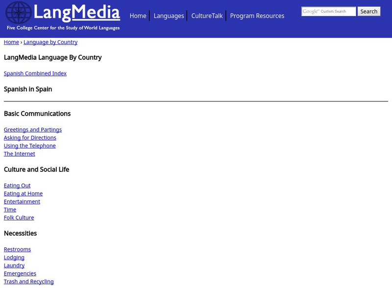 Lang Media: Spanish in Spain Handout Lang Media: Spanish in Spain Handout