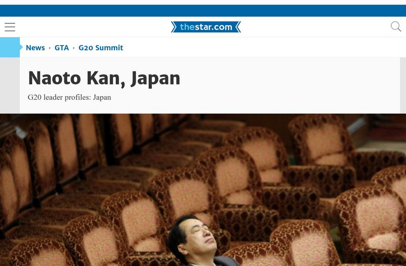 Toronto Star: Portraits of the G20 Leaders: Naoto Kan, Japan Handout Toronto Star: Portraits of the G20 Leaders: Naoto Kan, Japan Handout