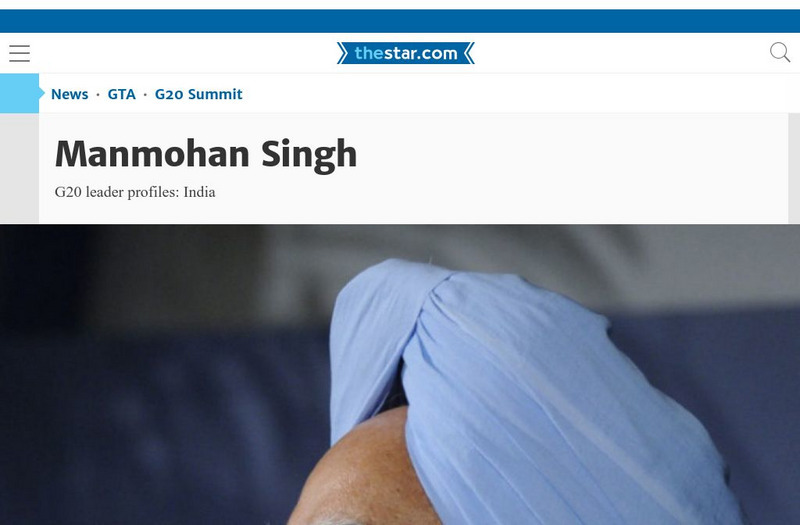 Toronto Star: Portraits of the G20 Leaders: Manmohan Singh Handout