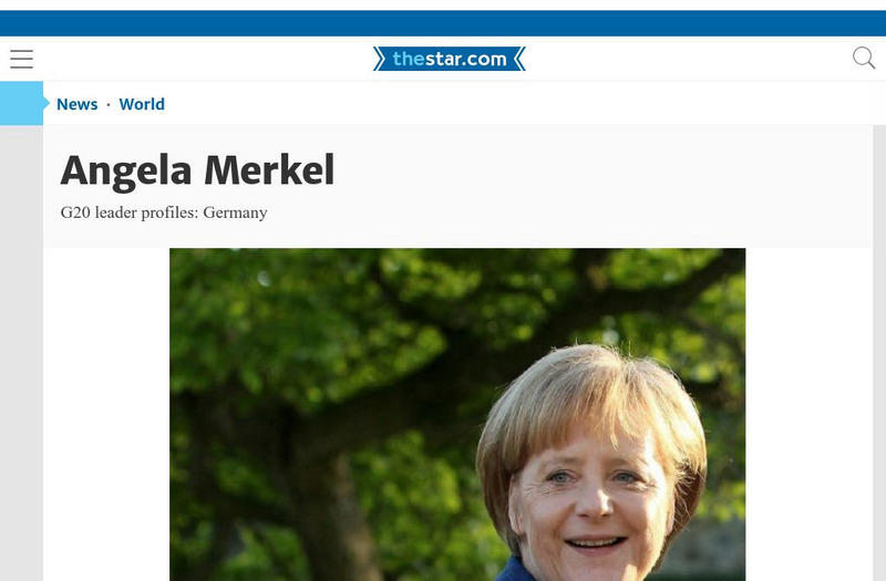 Toronto Star: Portraits of the G20 Leaders: Angela Merkel Handout Toronto Star: Portraits of the G20 Leaders: Angela Merkel Handout