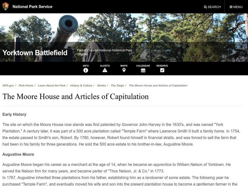 National Park Service: The Moore House and Articles of Capitulation Activity National Park Service: The Moore House and Articles of Capitulation Activity