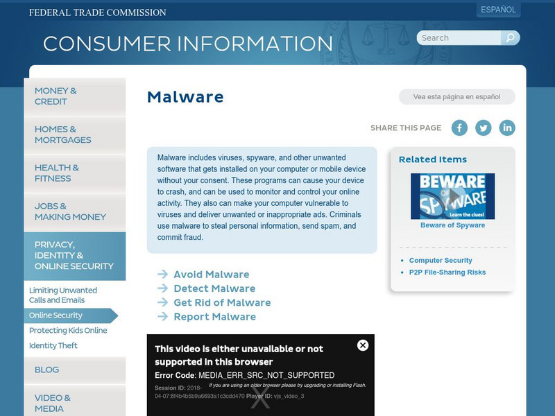 On Guard Online: Malware Handout On Guard Online: Malware Handout
