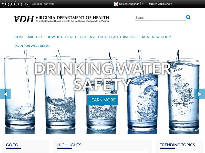 Virginia Department of Health: Homepage Website