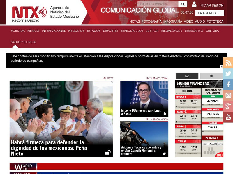 La Agencia Noticiosa Notimex Website