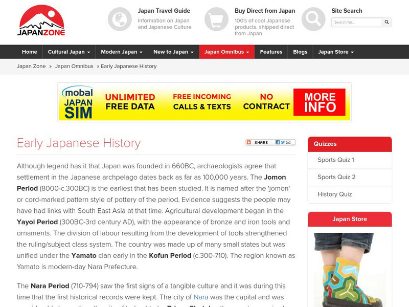 Japan Zone: Early History of Japan Website