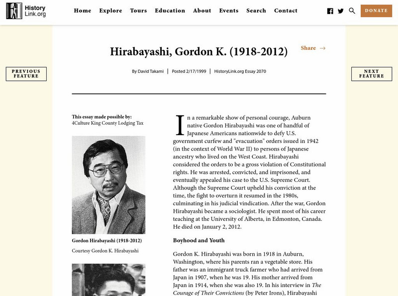 History Link: Gordon Hirabayashi Audio