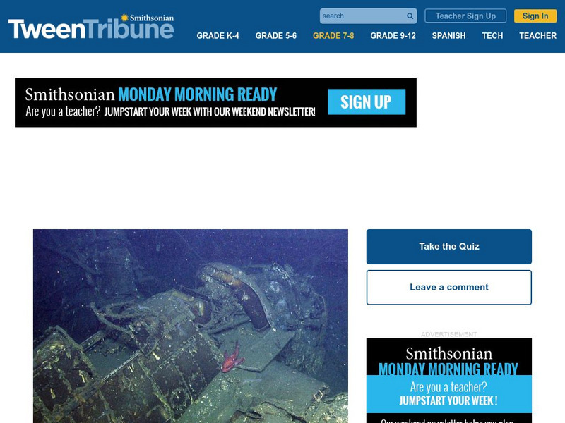 Tween Tribune: Underwater Expedition Finds Sunken Warship Article
