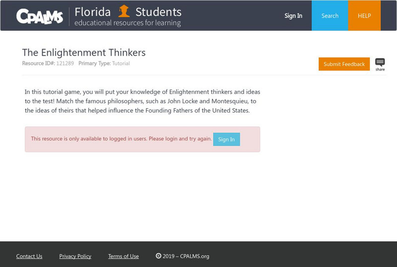 Florida State University Cpalms: Florida Students: The Enlightenment Thinkers Interactive Florida State University Cpalms: Florida Students: The Enlightenment Thinkers Interactive
