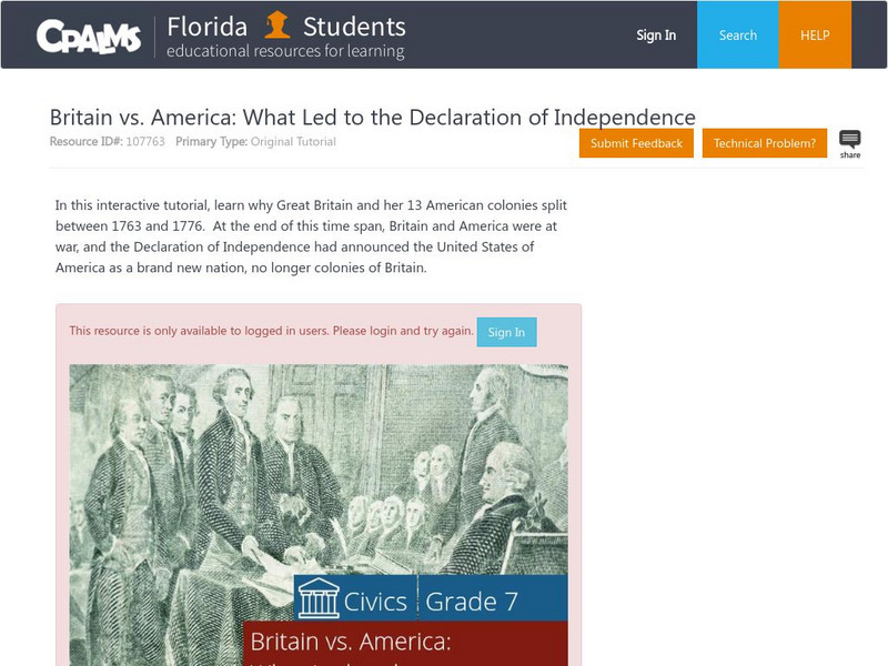 Florida State University Cpalms: Florida Students: What Led to the Declaration of Independence Unit Plan Florida State University Cpalms: Florida Students: What Led to the Declaration of Independence Unit Plan