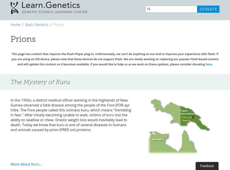 University of Utah: Learning Center: learn.genetics: Prions: Killer Proteins Graphic University of Utah: Learning Center: learn.genetics: Prions: Killer Proteins Graphic