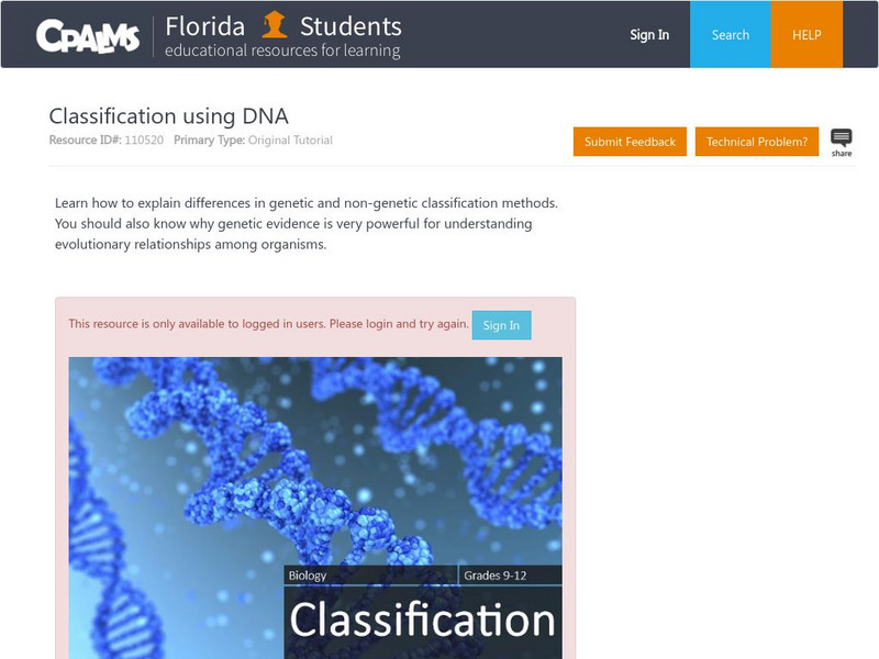 Florida State University Cpalms: Florida Students: Classification Using Dna Handout Florida State University Cpalms: Florida Students: Classification Using Dna Handout