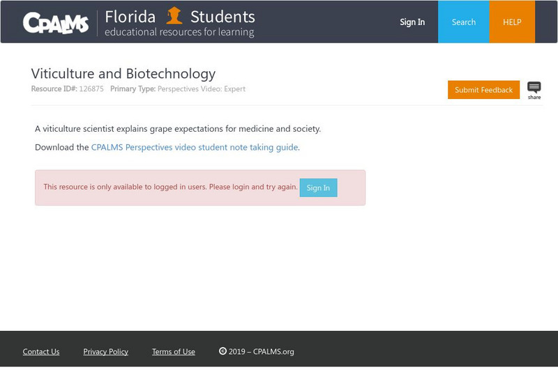 Florida State University Cpalms: Florida Students: Viticulture and Biotechnology Instructional Video