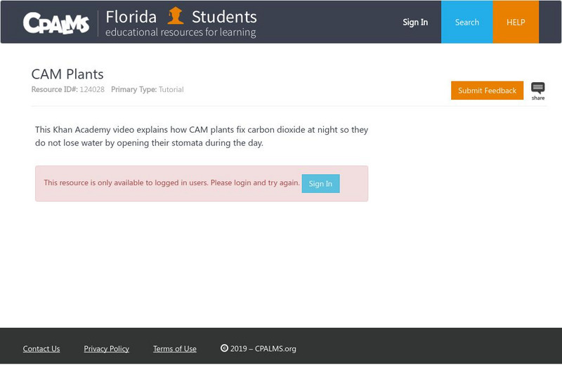 Florida State University Cpalms: Florida Students: Cam Plants Instructional Video