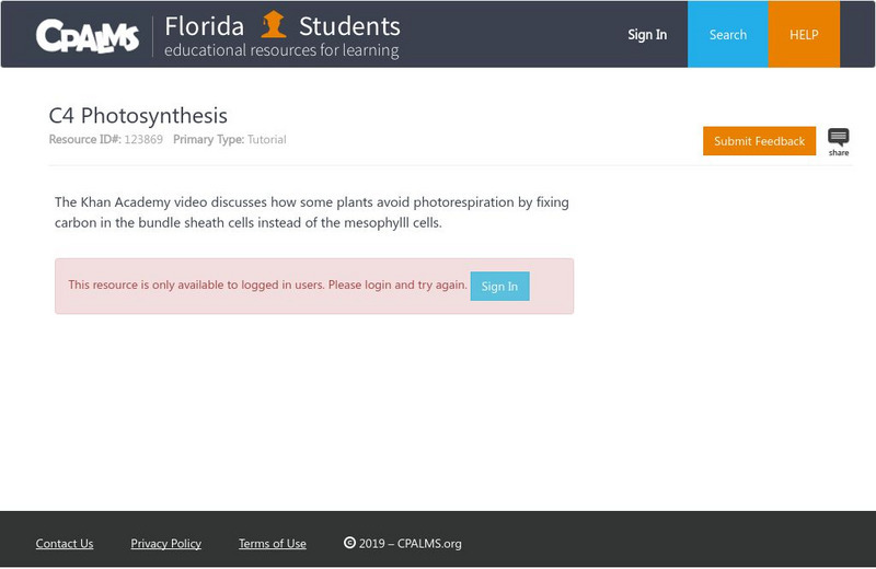 Florida State University Cpalms: Florida Students: C4 Photosynthesis Instructional Video