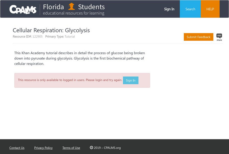 Florida State University Cpalms: Florida Students: Glycolysis Instructional Video