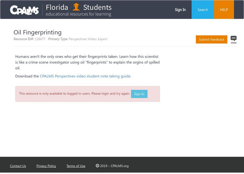 Florida State University Cpalms: Florida Students: Oil Fingerprinting Instructional Video