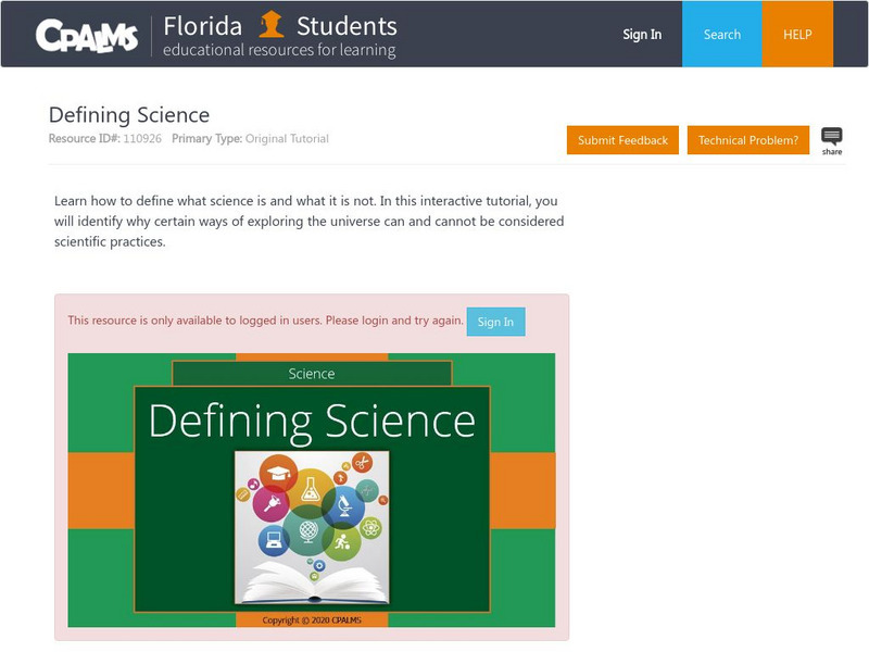 Florida State University Cpalms: Florida Students: Defining Science Unit Plan