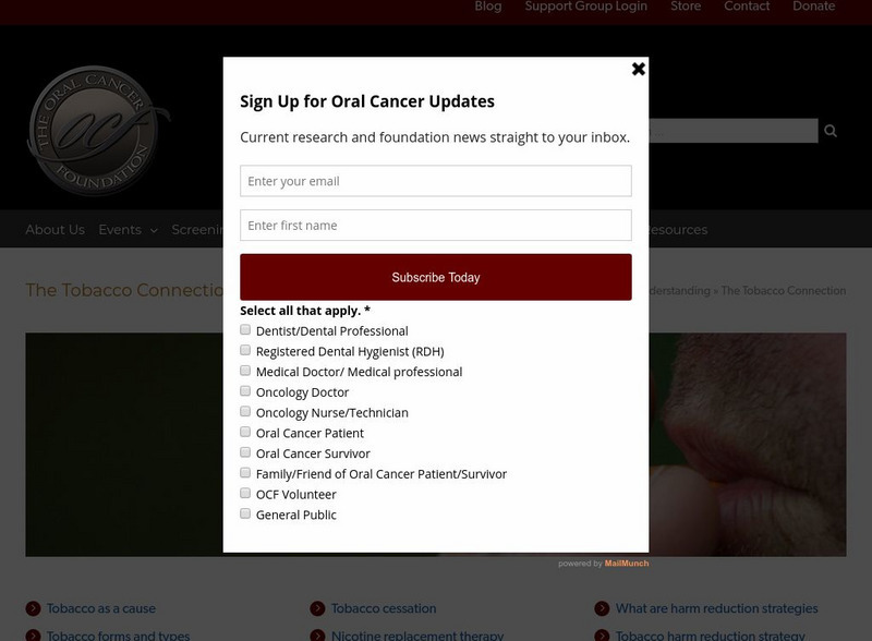 Oral Cancer Information Center: The Tobacco Connection Handout