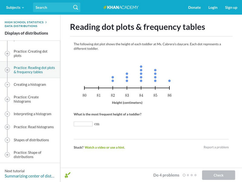 Khan Academy: Reading Dot Plots and Frequency Tables Unknown Type Khan Academy: Reading Dot Plots and Frequency Tables Unknown Type