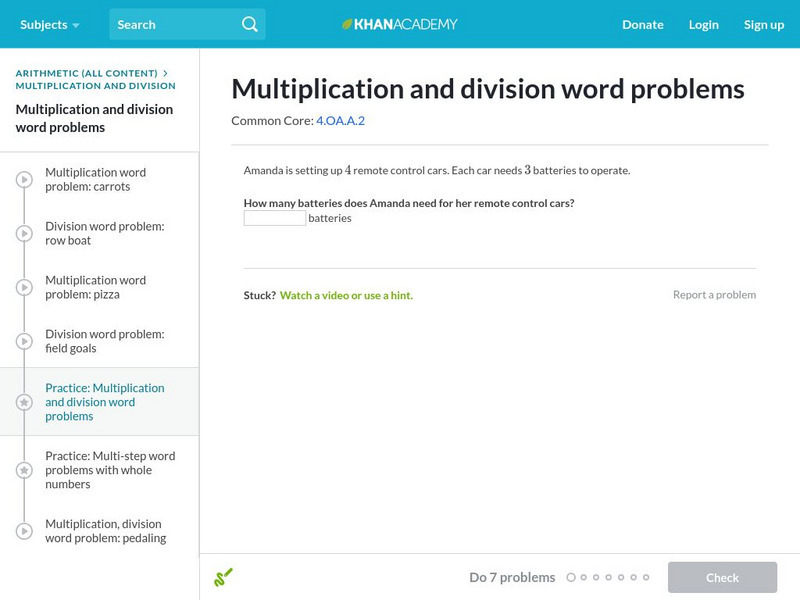 Khan Academy: Multiplication and Division Word Problems Unknown Type Khan Academy: Multiplication and Division Word Problems Unknown Type