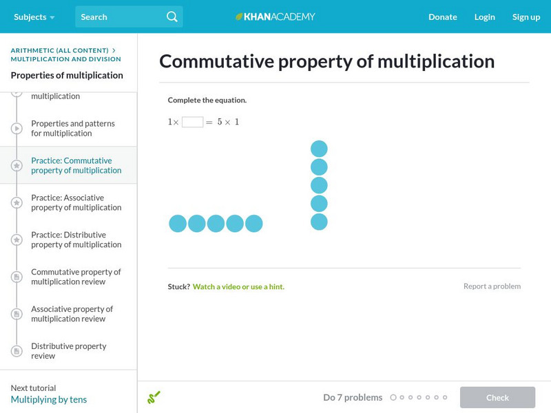 Khan Academy: Commutative Property of Multiplication Unknown Type Khan Academy: Commutative Property of Multiplication Unknown Type